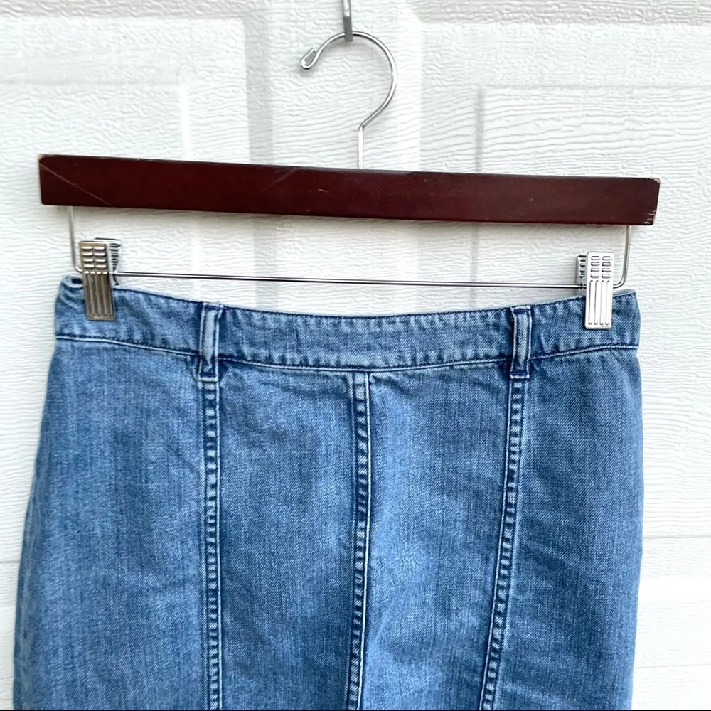 Public School Womens Skort Denim Mini Pencil Distressed Pockets Zip Size Small Blue - Image 4