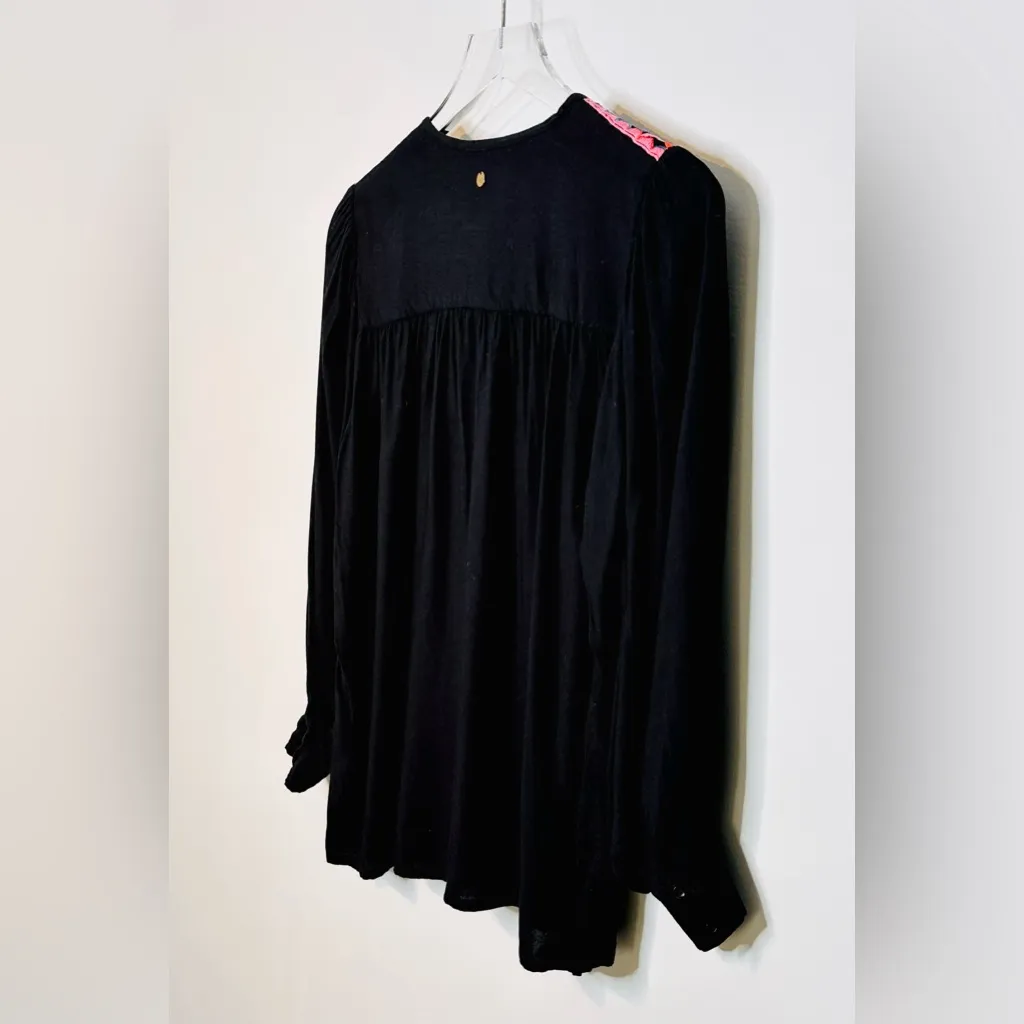 Antik Batik Khiara Black Embroidery Viscose Blouse Shirt Popover Top Size XS - Image 6