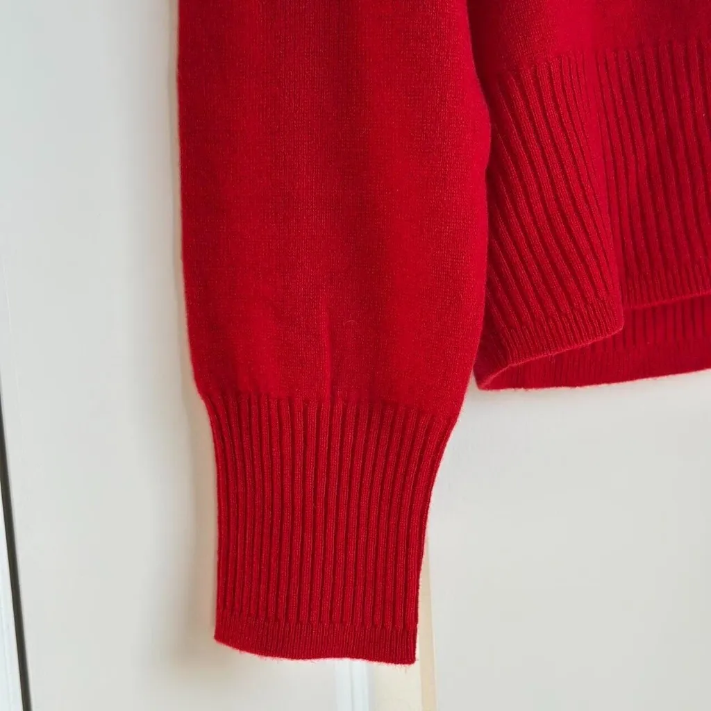 J.Crew Cashmere Shrunken Turtleneck Sweater in Classic Cardinal, Size Medium - Image 4