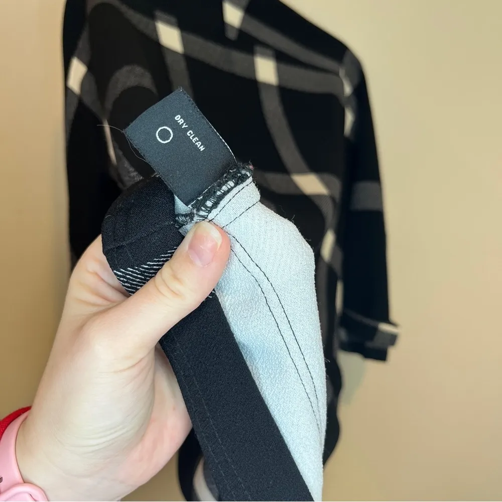 Women's Black and Gray Plaid Jacket open front stretchy latte black medium coat - Image 6