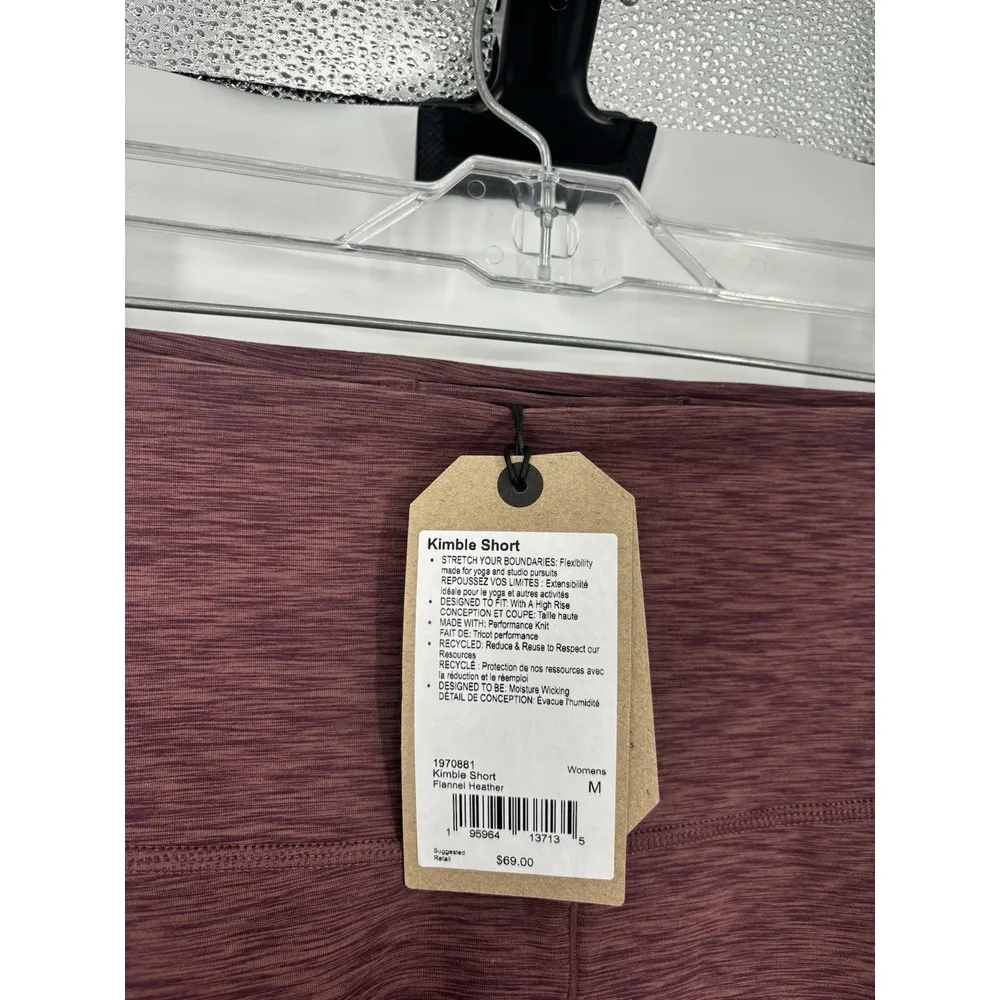 Prana Kimble Short Shorts Flannel Heather Biker Athletic Stretch Performance Med - Image 6