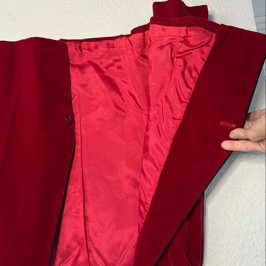 Vintage John Meyer Red Velvet Blazer Size 8 Christmas Holiday Valentines Winter - Image 3