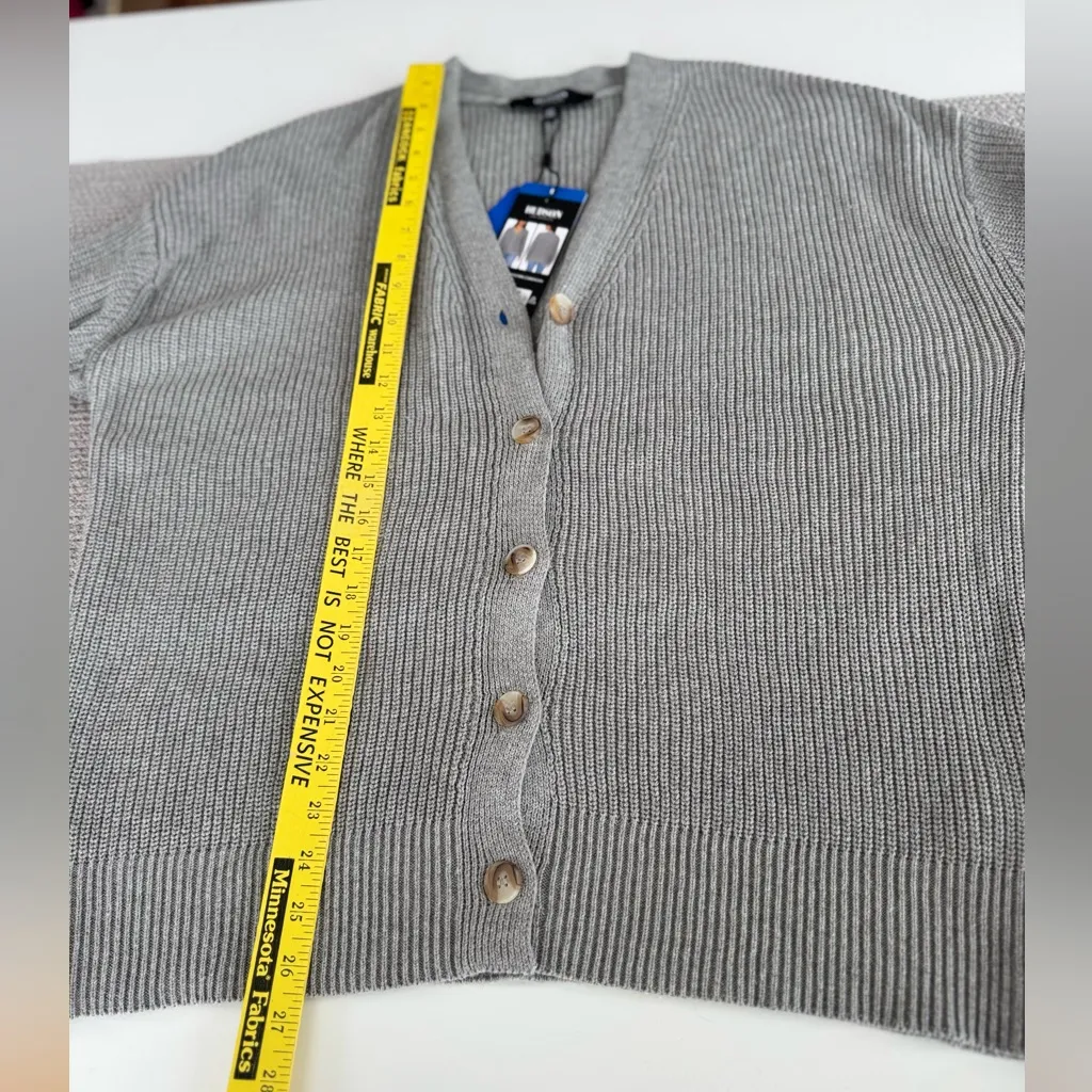 Hudson Light Gray Ribbed V Neck Cotton Cardigan Sweater Size Large NWT - Image 9