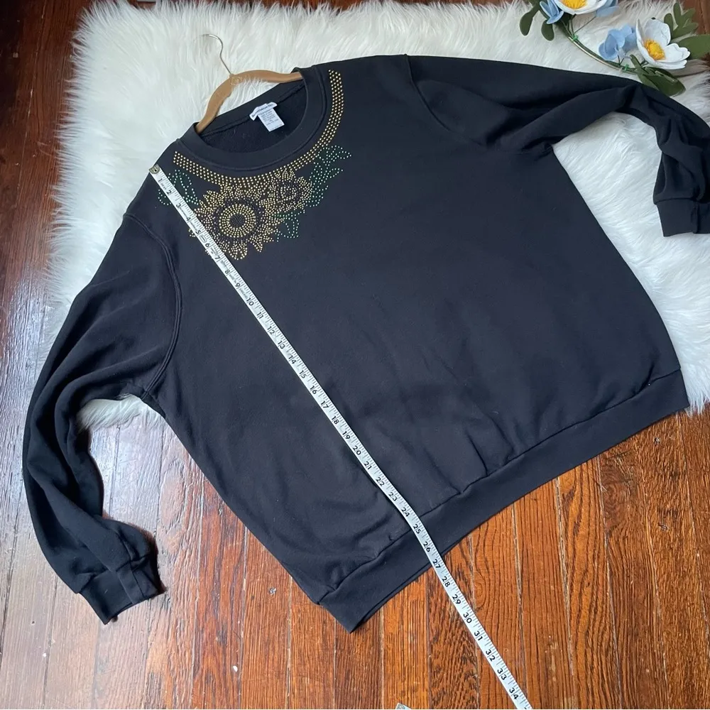 Oversized Sunflower Sweatshirt Black & Gold Size XL - Image 6