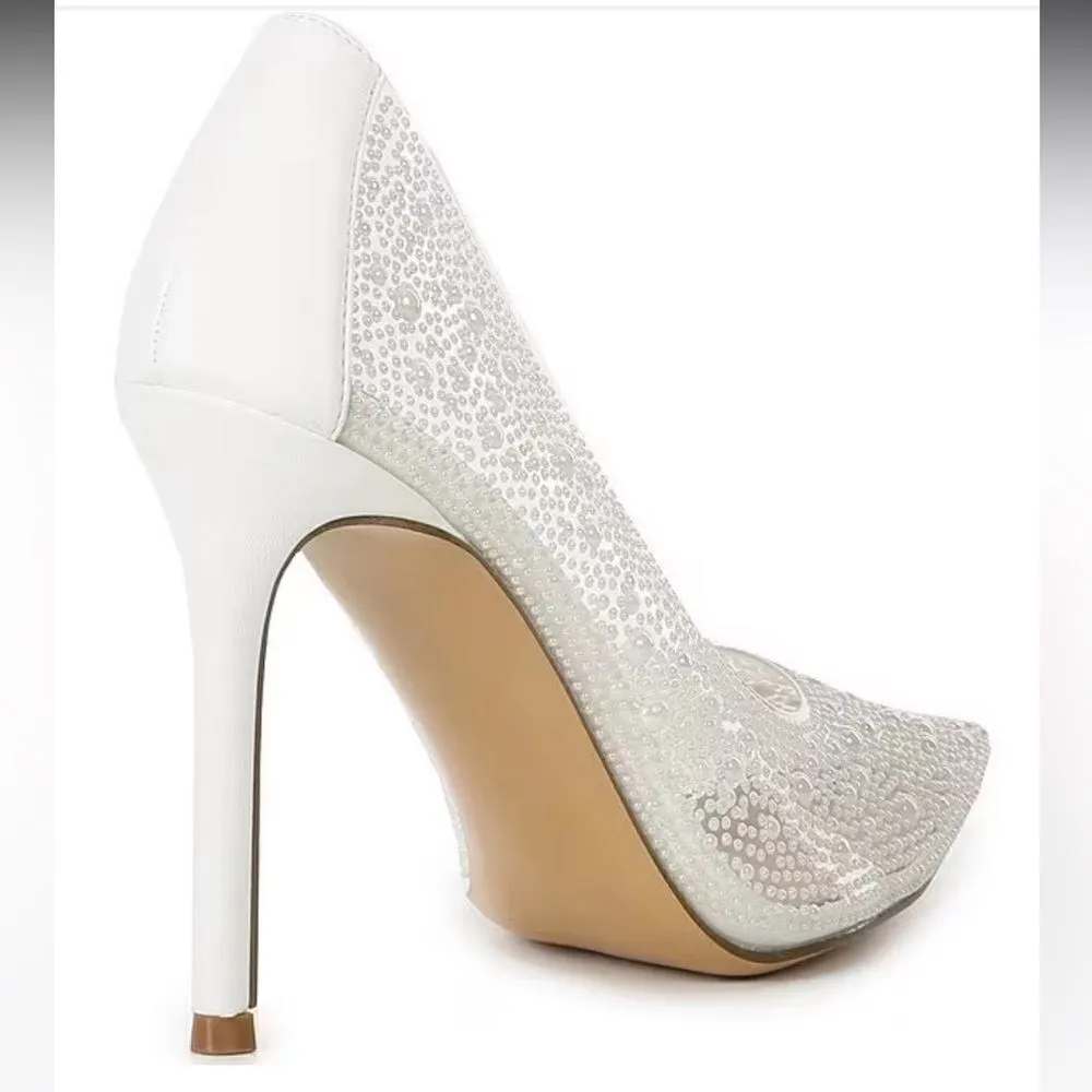 Steve Madden NIB Evelyn-P Clear Pearl Stiletto Pumps 8 - Image 5