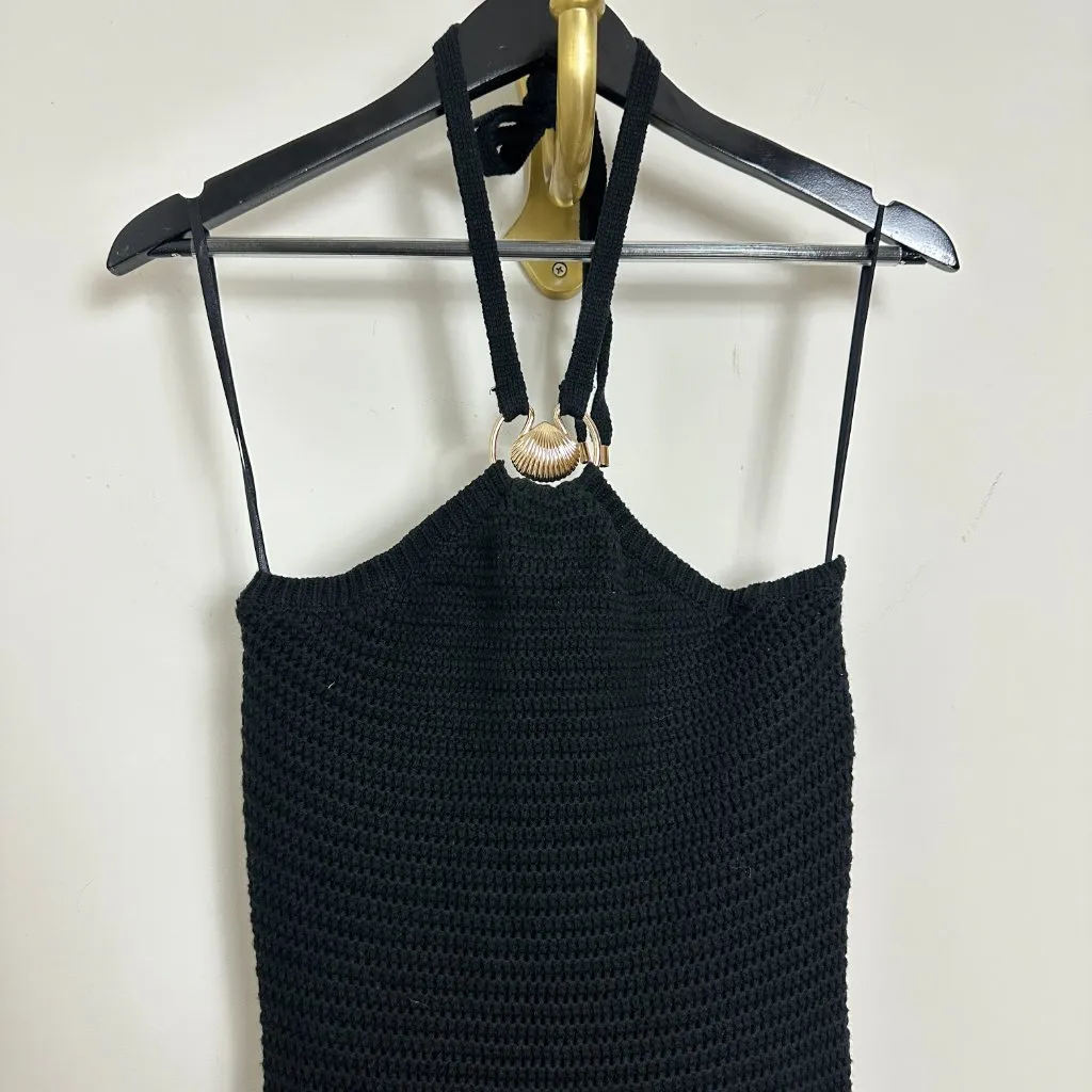 JLUXLABEL Aqua Overseas Halter Maxi Dress in Black Size Medium NWT - Image 5