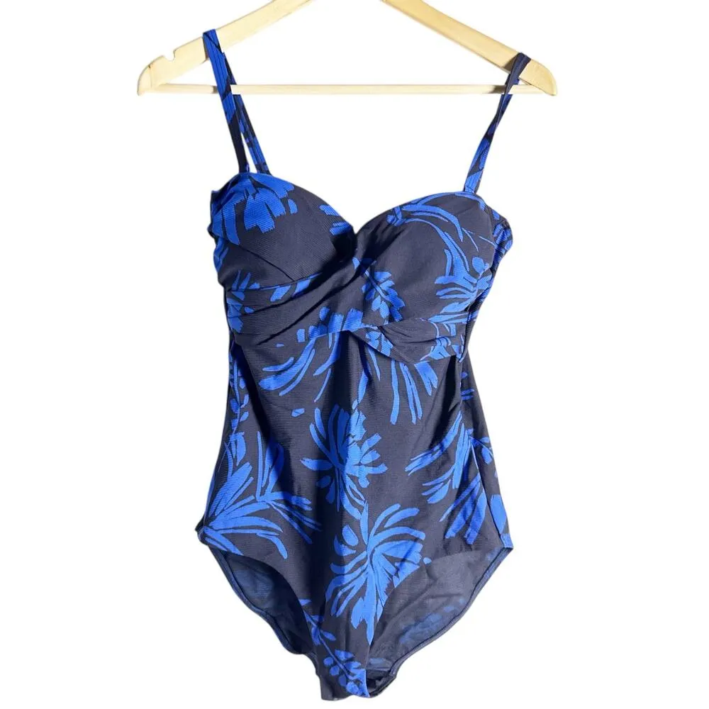 Sea Level Tradewind Twist Front Bandeau One Piece Swimsuit Night Sky Size 8 Blue - Image 4