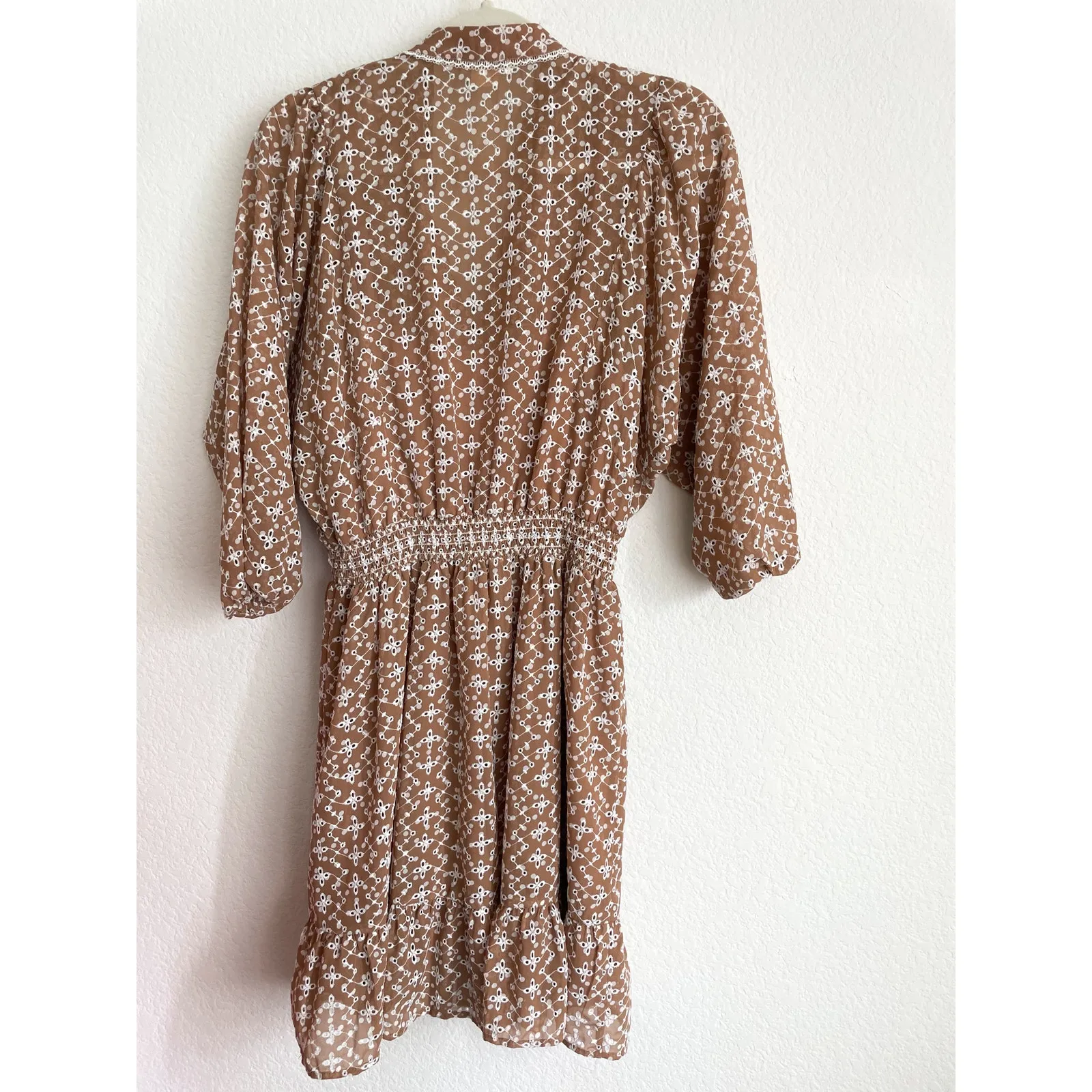 Shoshanna Neutral Tan Embroidered Mini Dress - Image 7