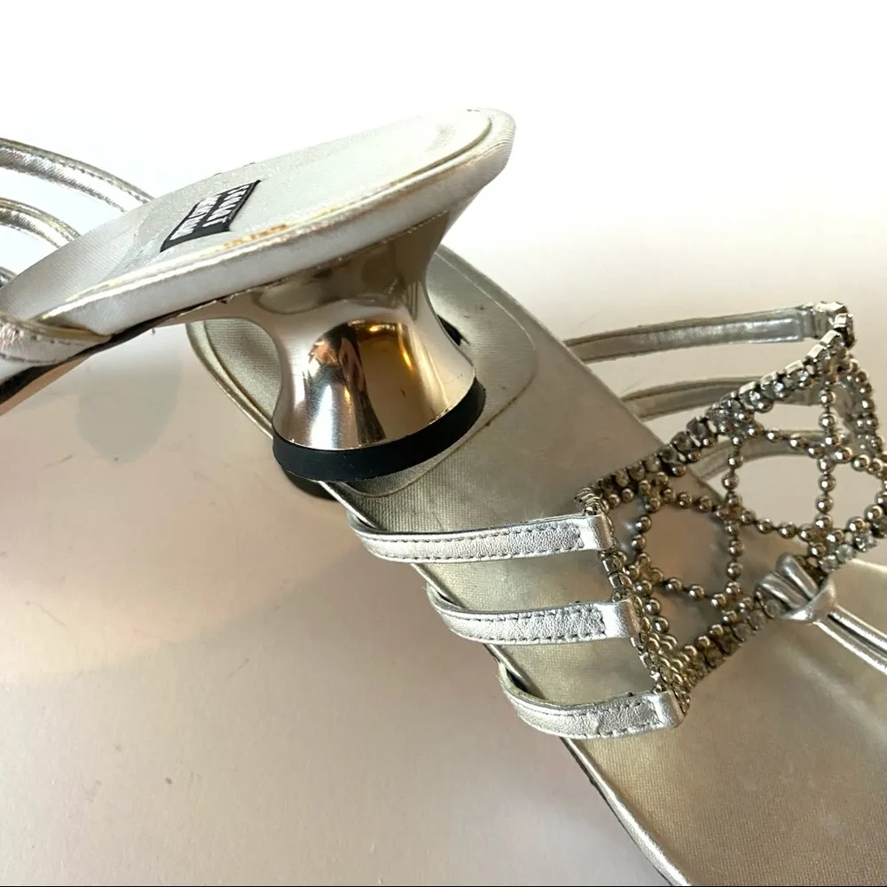 Stuart Wetizman Pewter Colored Rhinestone Sandals - Image 8