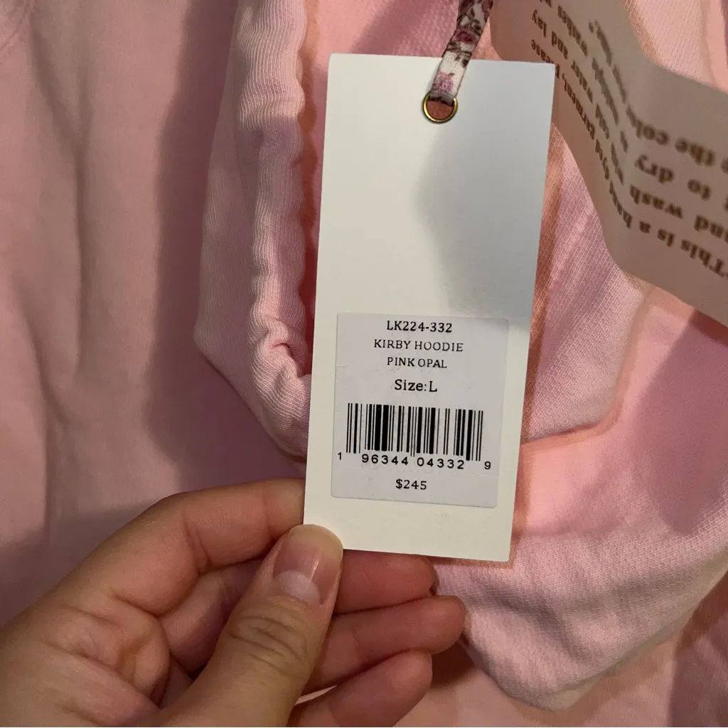 NWT LoveShackFancy Kirby Pink Opal Hoodie with Contrast Elbow Details - Image 8