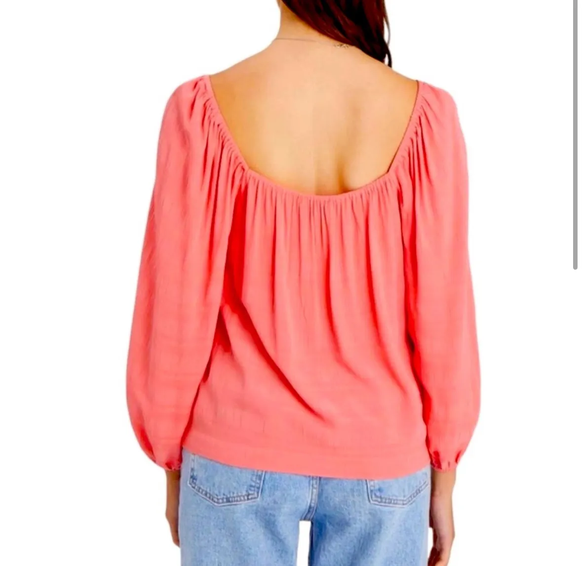 Sanctuary Sunset Pink Coral Square Neck Blouse - Image 2