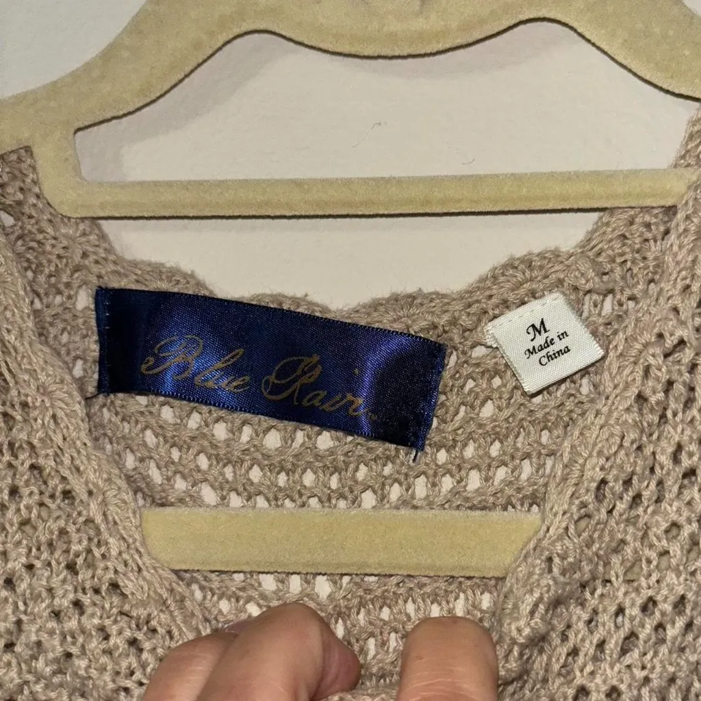 Blue Rair Tan crochet knit dress/swim cover with a scoop neck. - Image 3