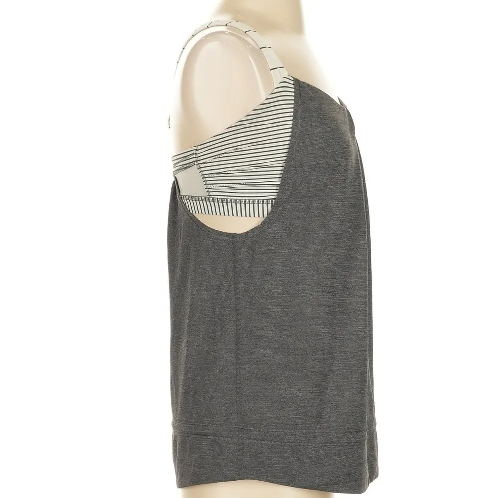 Lululemon Rest Less Tank Heathered Soot Light Grey Hyper Stripe Size 4 Small S - Image 5