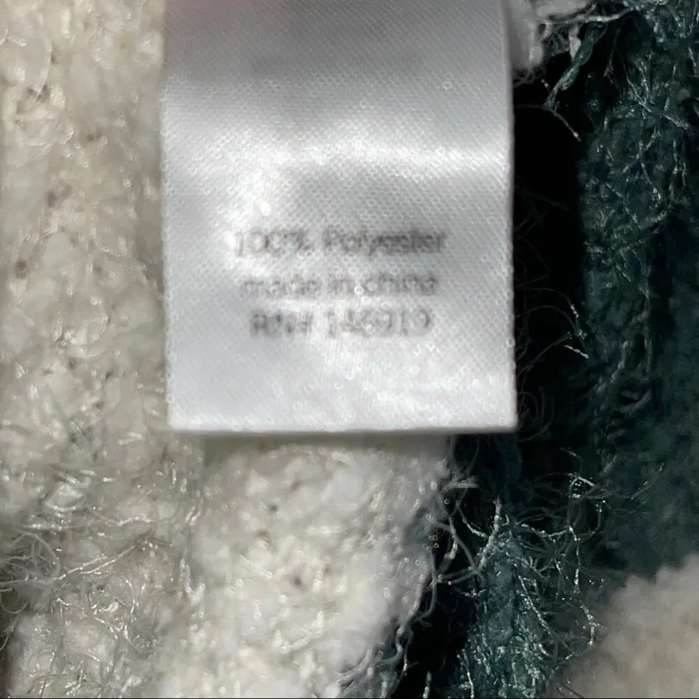 SO Green White Striped Super Soft Fuzzy Long Sweater Medium - Image 3