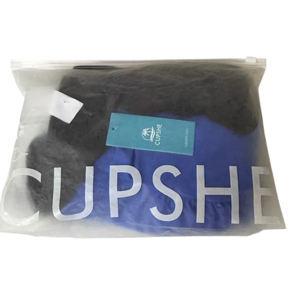 NEW Cupshe SWIMSUIT Women's LG Blue & Black High Neck Cut-Out One Piece Swimsuit - Image 10