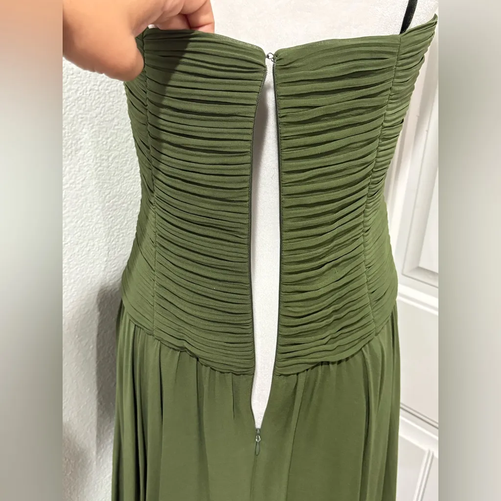 Max and Cleo Strapless Dress in Forest Green Size 8 - Image 8