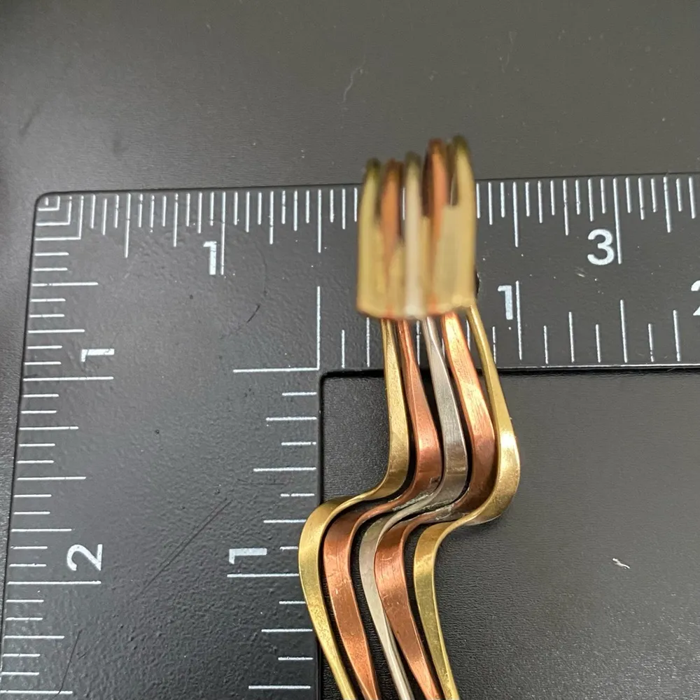 Unsigned Mixed Metal Copper Brass Silver Altered Wavelength Cuff Bracelet 17g. - Image 7