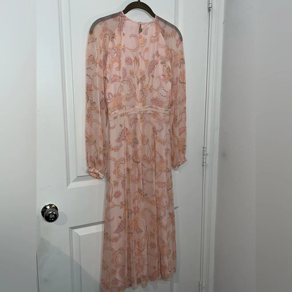 Tommy Hilfiger Paisley Chiffon Midi Dress 2 Garden Party Peasant Bishop Sleeves - Image 8