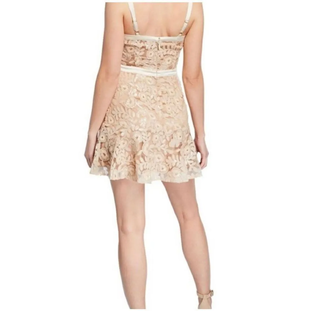 Ryse the Label Revolve lace sequin nude and cream mini dress - Image 2