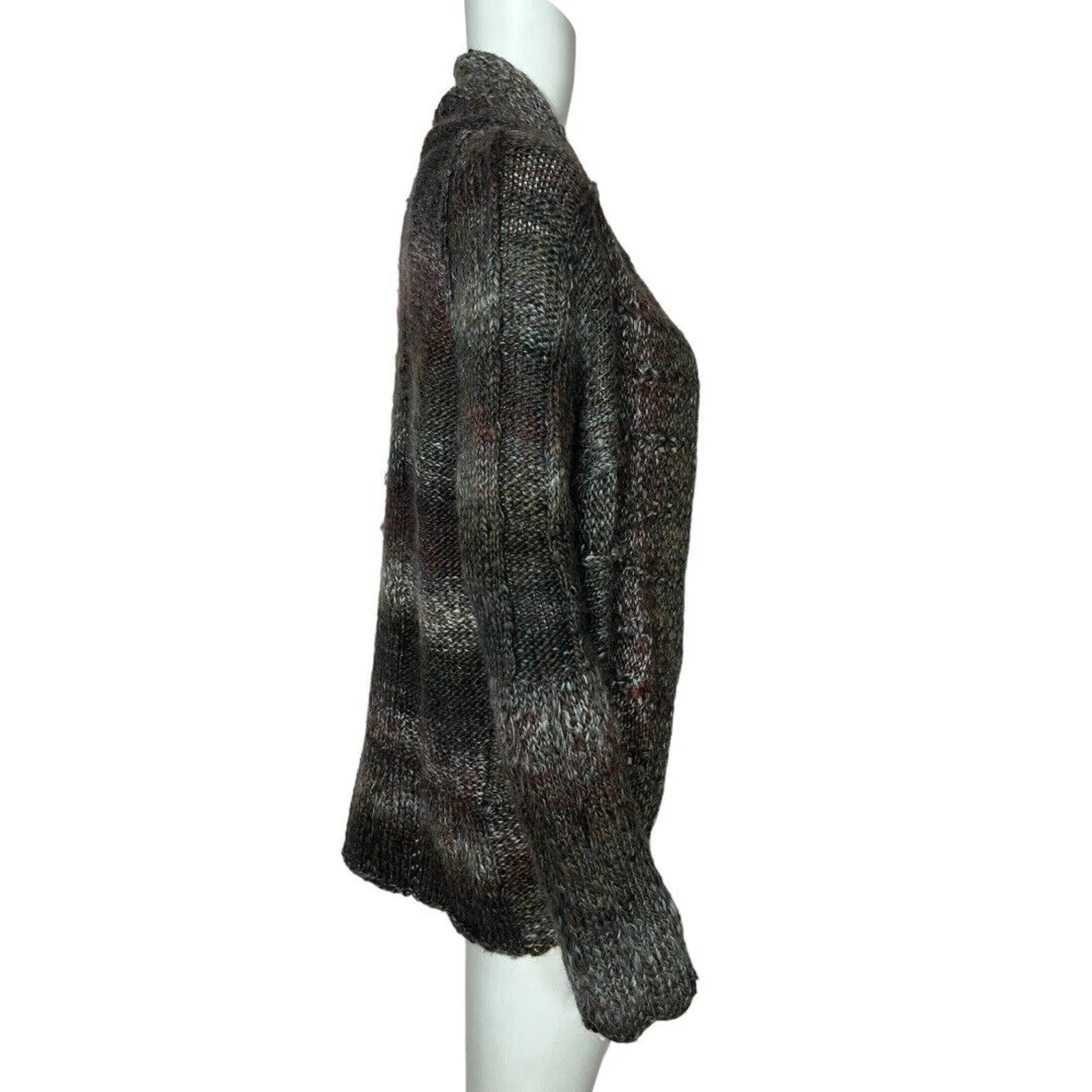 Prana Sweater‎ Womens Medium Dusk Blue Red Marled Rosewood Wrap Cardigan Casual - Image 2