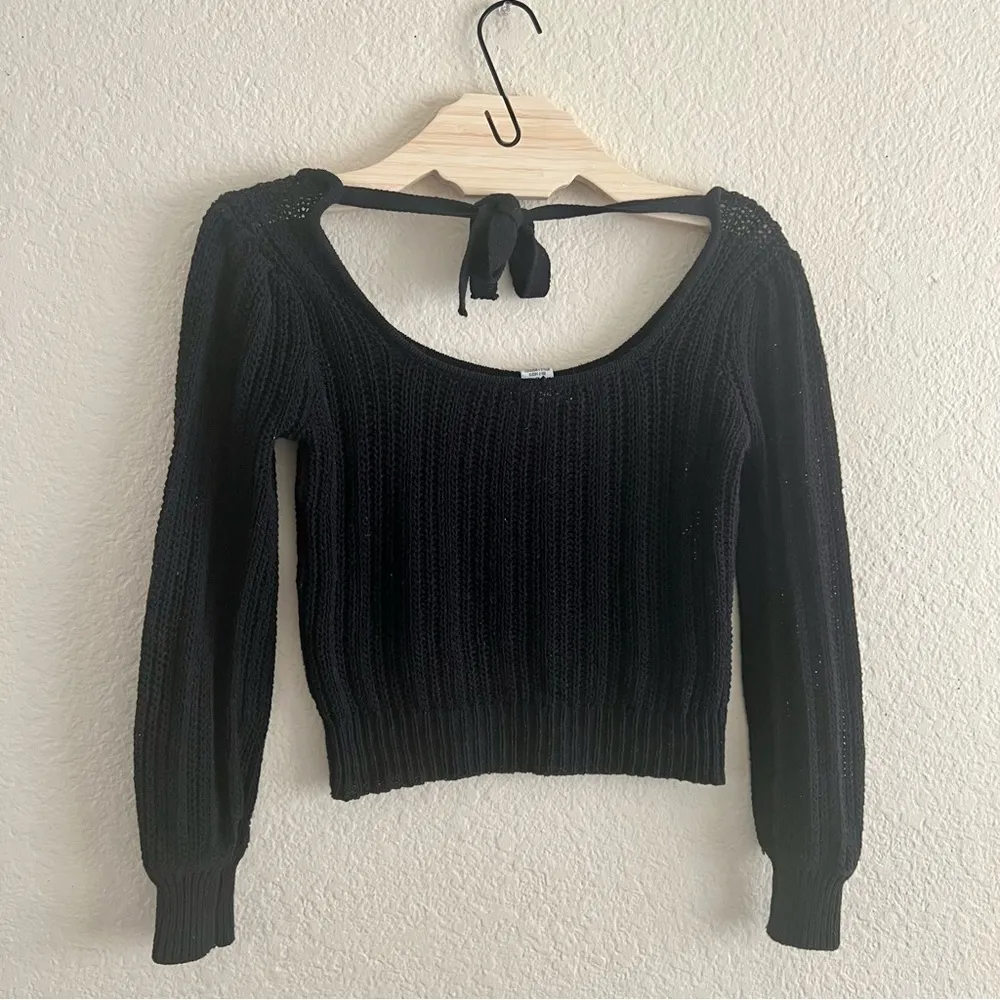 Knit sweater, Tie back Size Small Black - Image 6