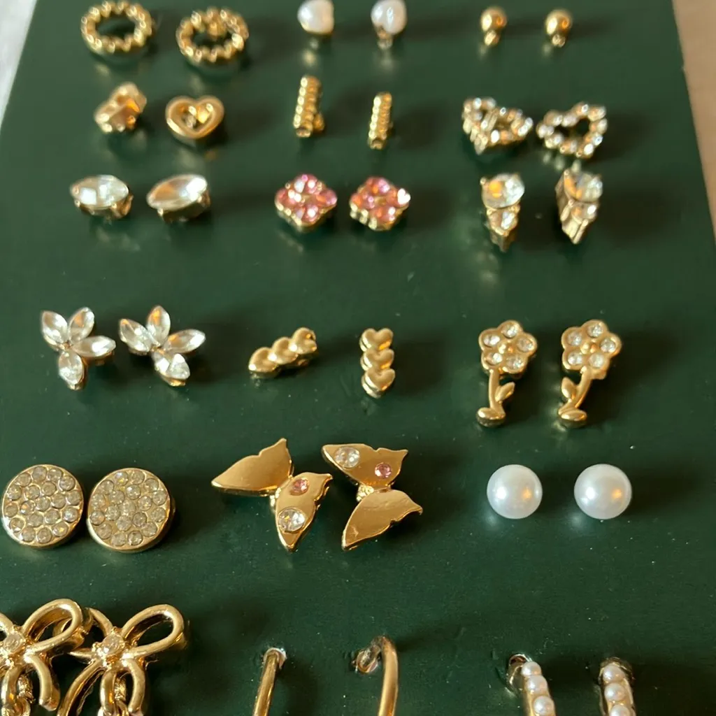 Wild Fable: Gold Tone/Faux Pearl Earring Set- 18 pairs- Nickel Free - Image 6