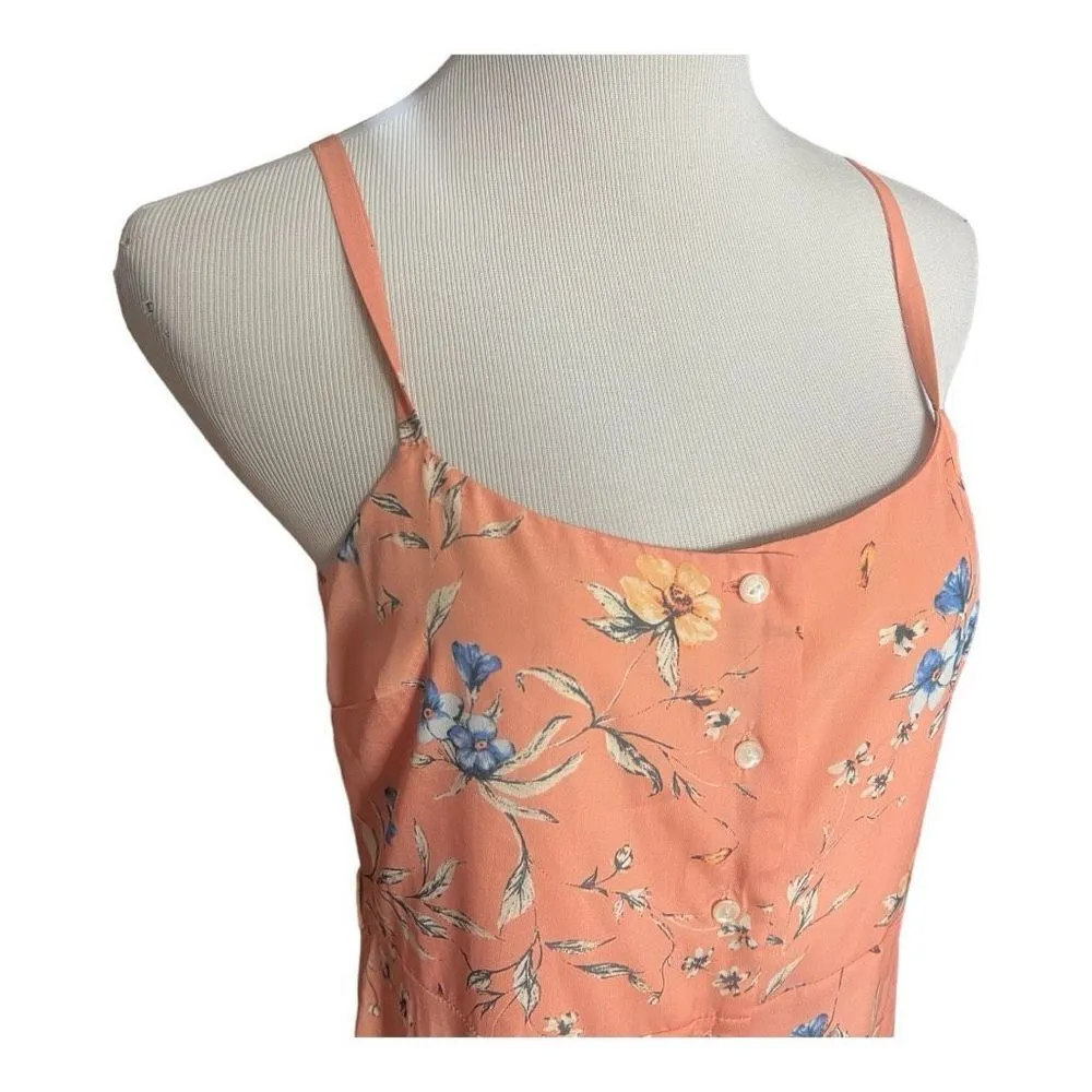 Womens Ali & Jay Peach Flower Frolicking Printed Sleeveless Button Dress - Sz M - Image 3