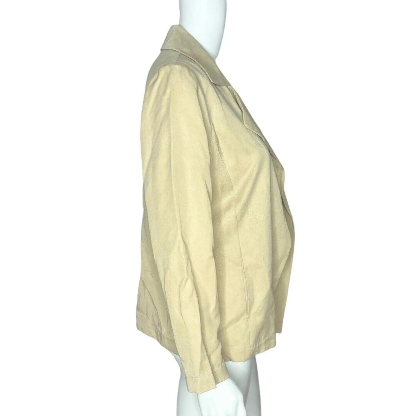 Chicos Blazer Women Small Tan Open Preppy Neutral Minimalist Light‎ Academia - Image 2