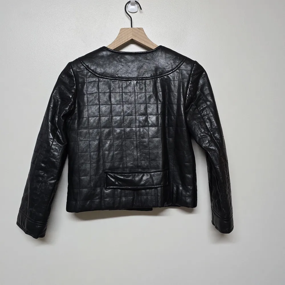 Club Monaco Womens Faye Quilted Leather Moto Jacket Sz XS‎ - Image 5