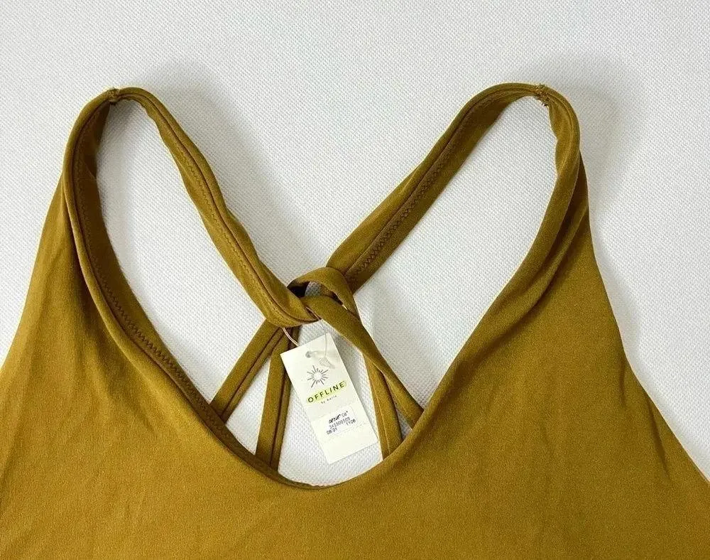 Offline By Aerie Real Me Recharge Least Support Long Line Top Size XL Brown - Image 3