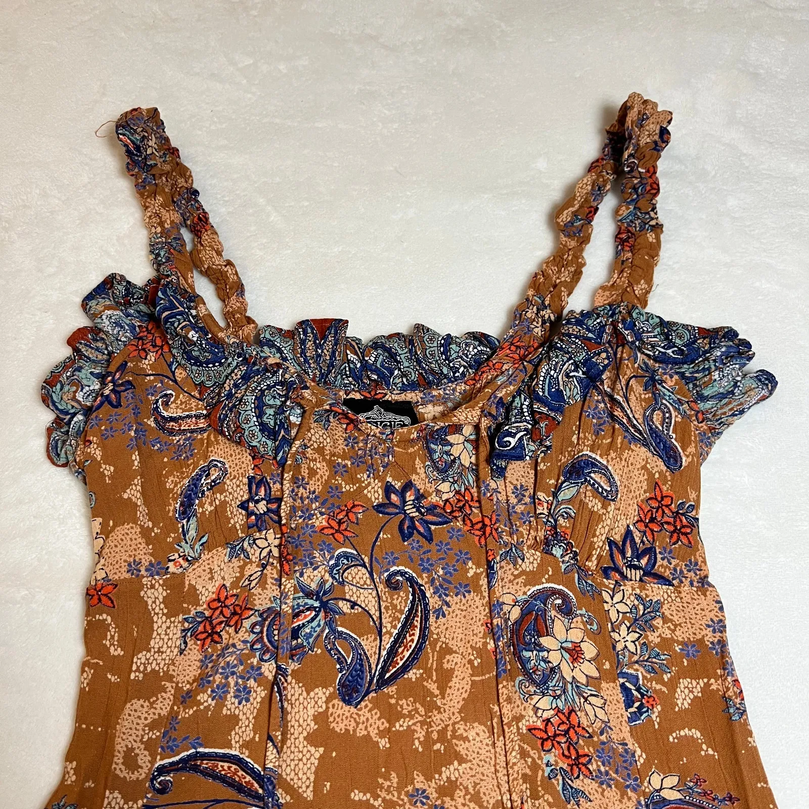 Angie Women's Ruffle Sleeve Tank Mini Dress Size S Western Peasant Festival - Image 5