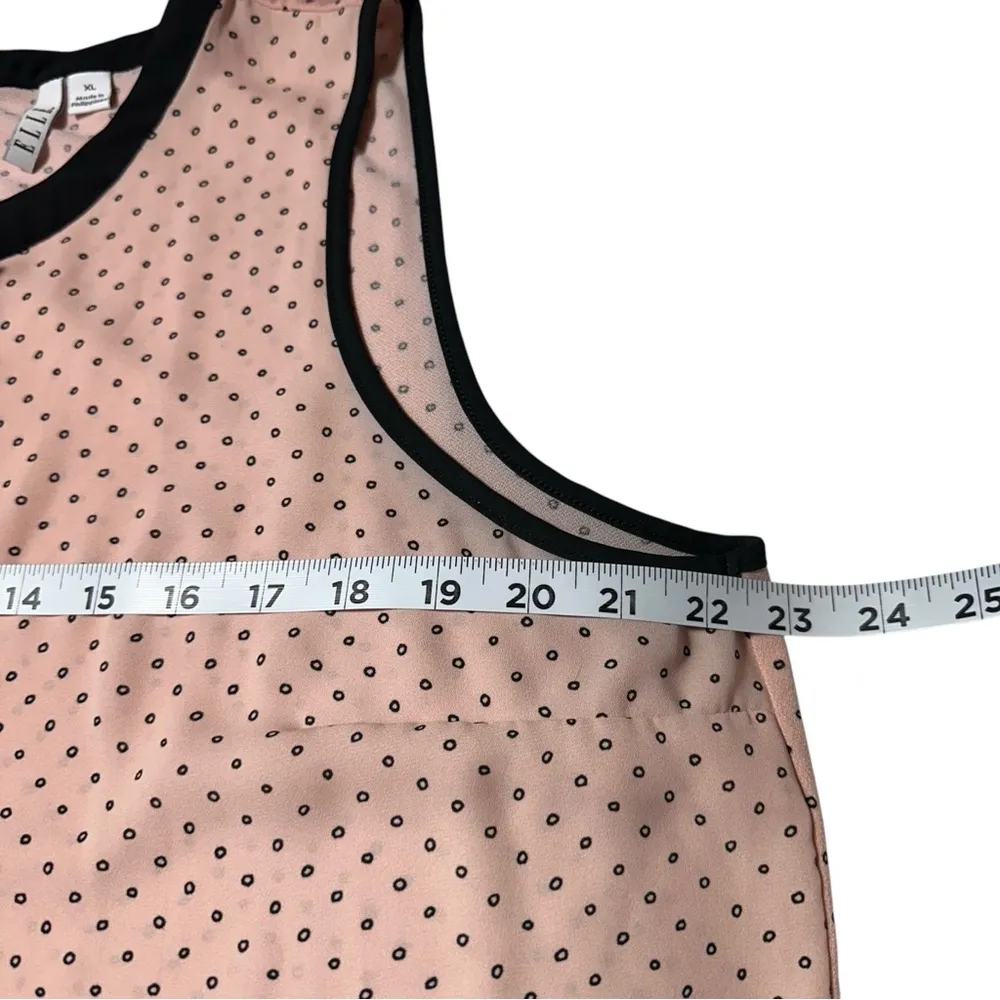 Sleeveless Pink Black Bow Neck Polka Dot Girly Chic Tank Top Size XL - Image 5