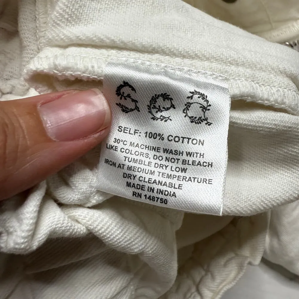 SEA New York White Cream Nyla Twill Shorts Size 16 Raw Hem Elastic Waist - Image 7