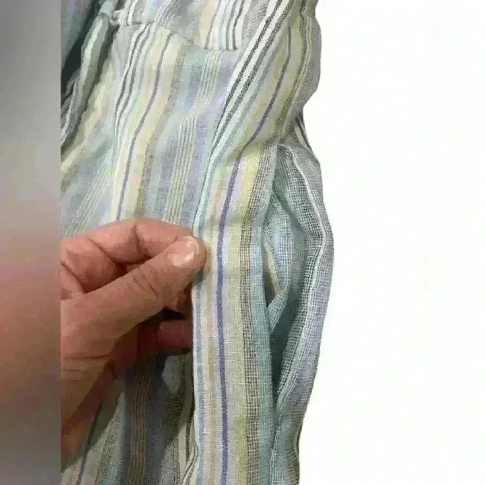 Drew Anthropologie Striped Sleeveless Wide Leg Jumpsuit Blue Grey‎ White XS - Image 11