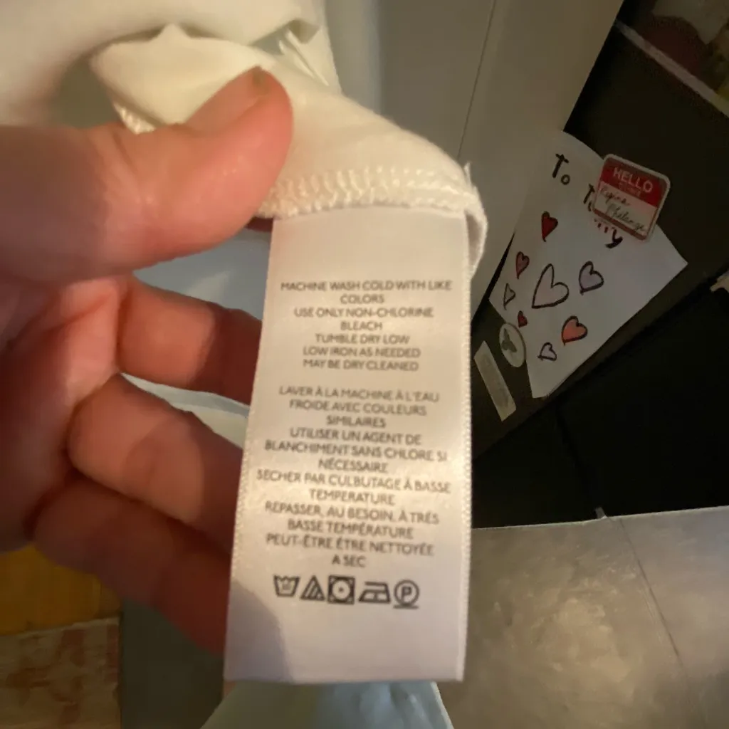 Anthropologie New  East West Wide Long-Sleeve Off White Top Cotton-Tee Fall Basic - Image 9