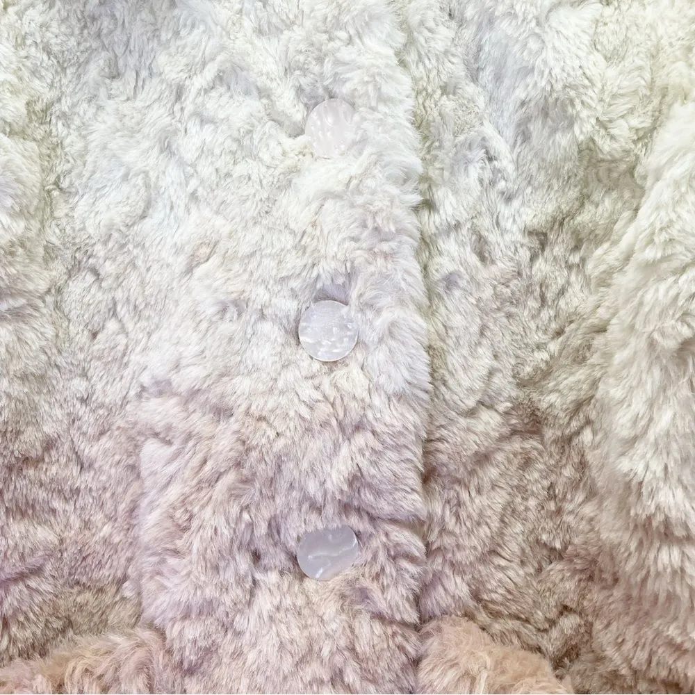 Anthropologie Blush Ombré Faux Fur Coat Boho Teddy Jacket Women’s Size Medium - Image 9