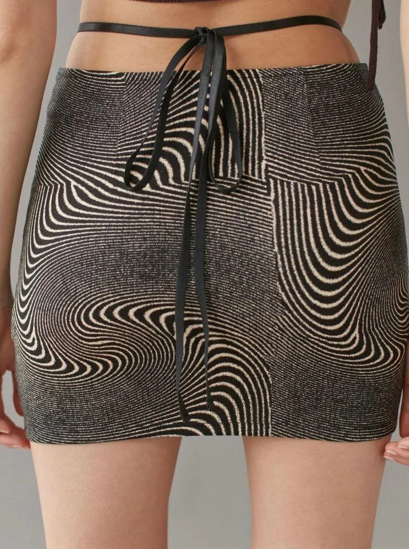 NWT  UO Camila Tie-Around Mini Skirt Dark Brown - Image 3