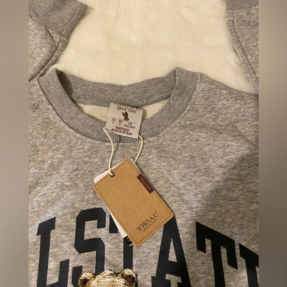 WHO.A.U Korean Brand Unisex Street Style Logo Sweatshirts Gray - Image 6