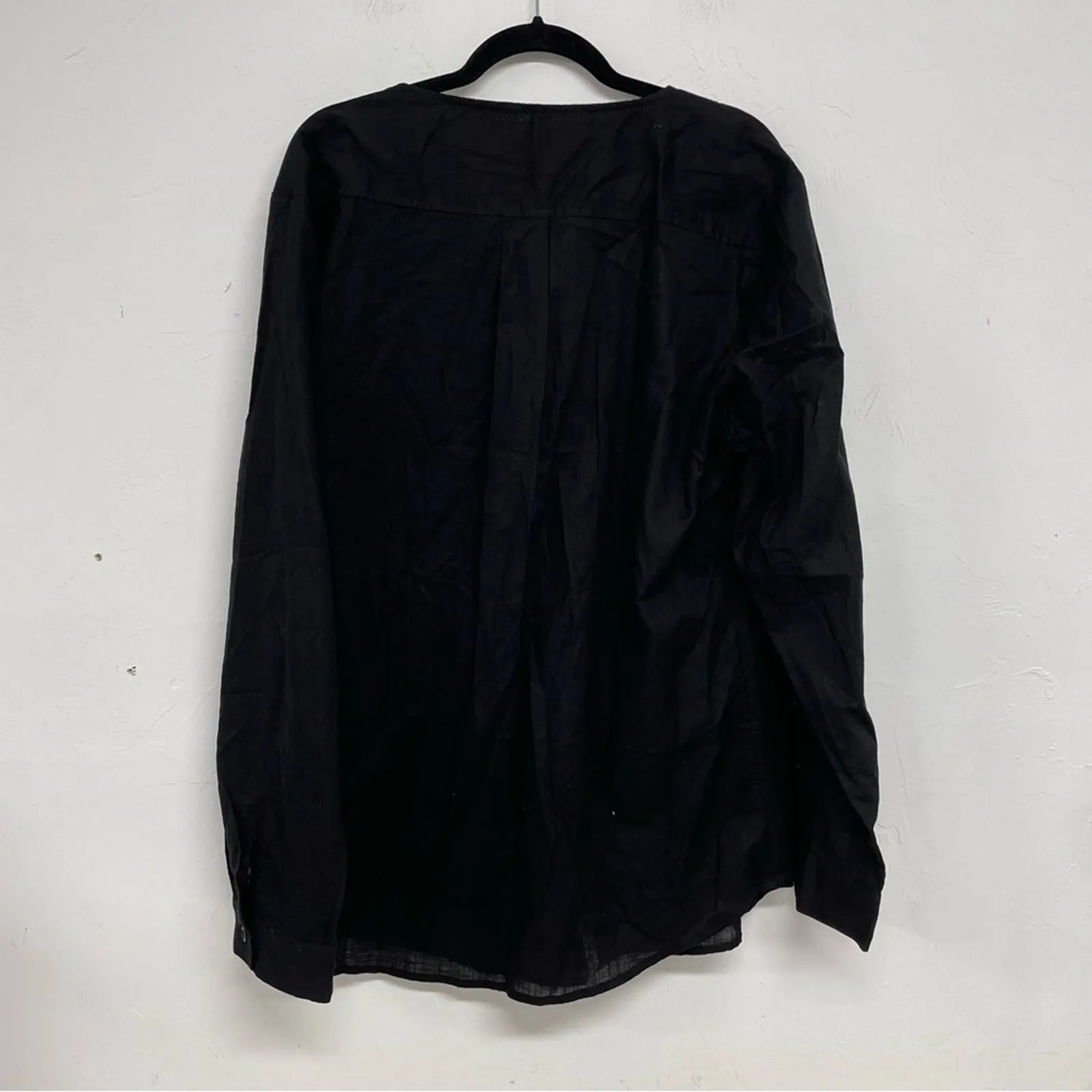 Coof Andy Black Cotton Button Down No Collar Shirt Womens XL Lagenlook Quiet Lux - Image 7