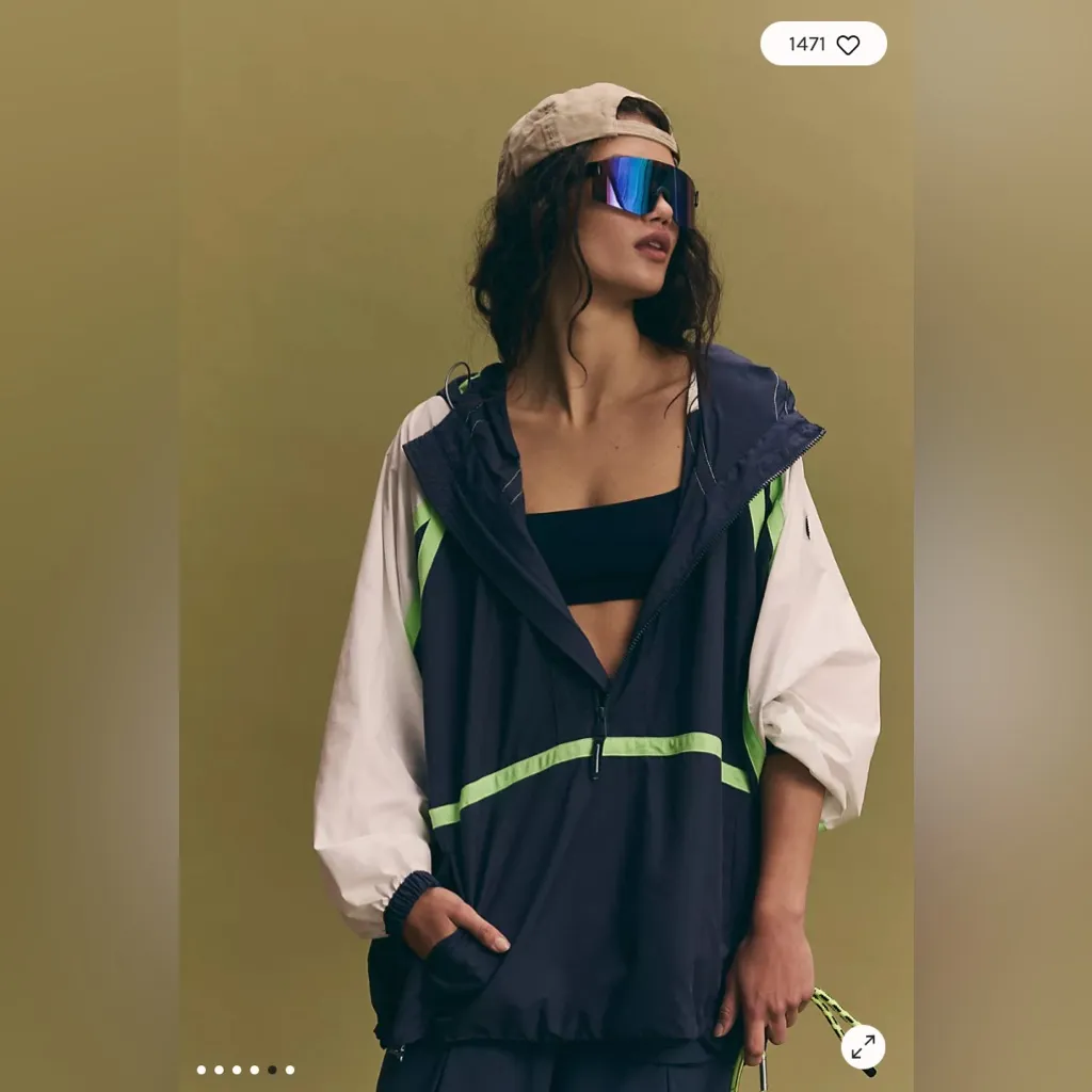 Free People Care FP Like The Wind Logo Jacket Blue Size M - Image 2