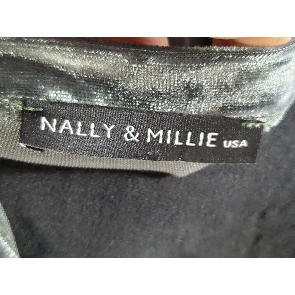 Nally & Millie Women Gray Polyester Round Neck Long Sleeve Knee Length Dress S/M - Image 9