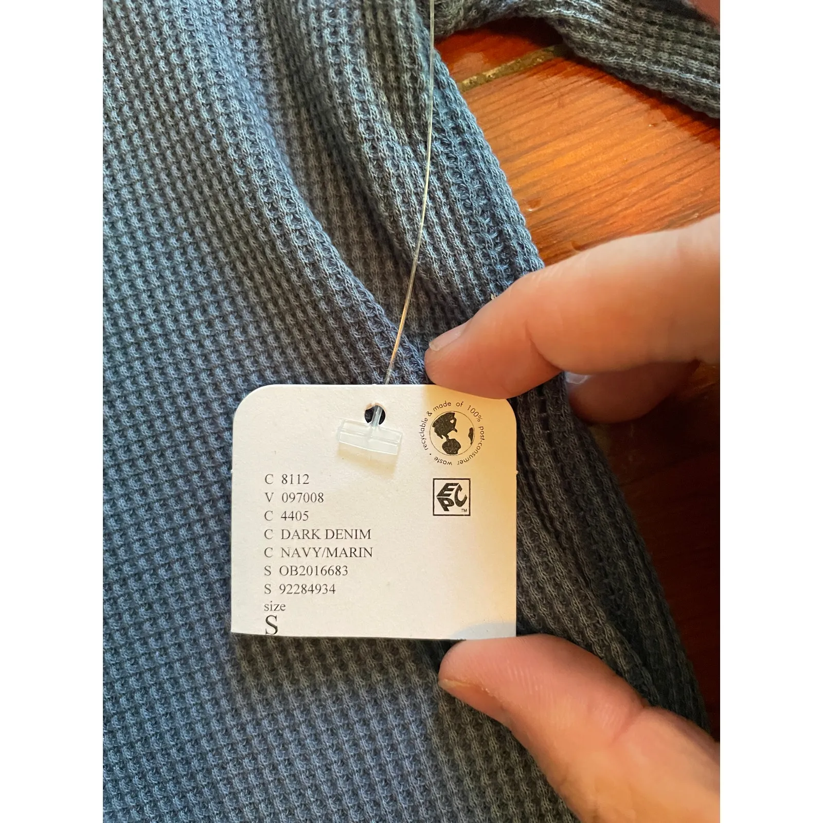 Free People We The Free Thermal Waffle Knit Long Sleeve Top NWT Small Dark Blue - Image 11