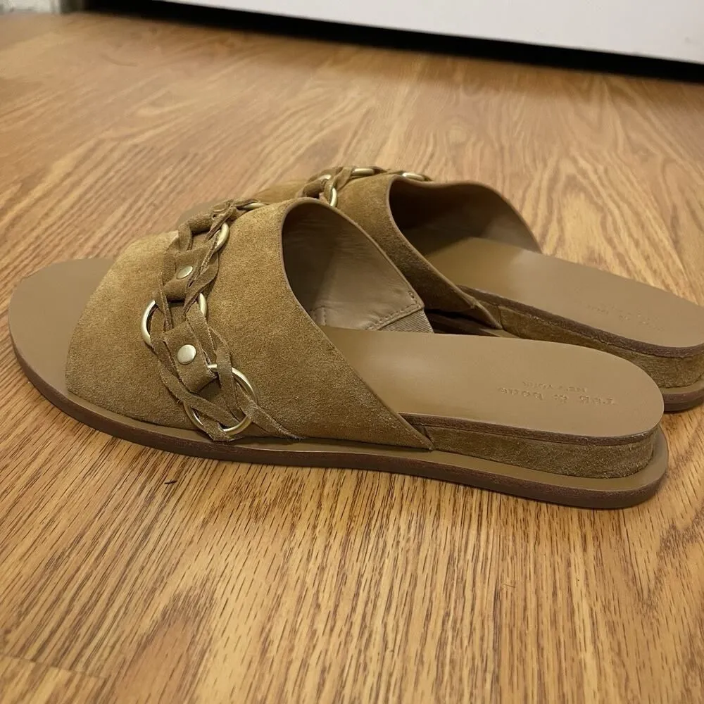 NWOB Rag & Bone Beau Suede cognac brown chain slip on sandals size 39 $328 - Image 7