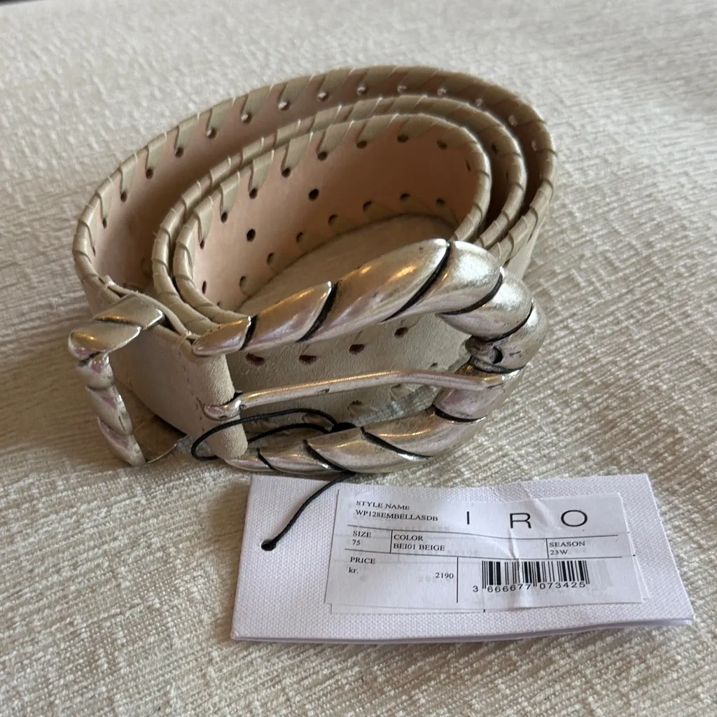 NWT IRO Beige Tan Suede Belt with Silver Accents - Image 4