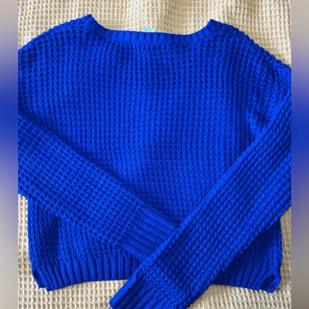 Say What? Blue knit cropped sweater - Image 3