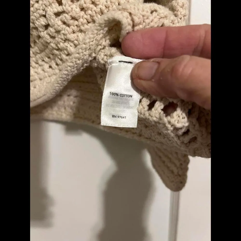 J Jill Cozy Crochet Sweater - Cream Knit Design -size Medium - Image 7