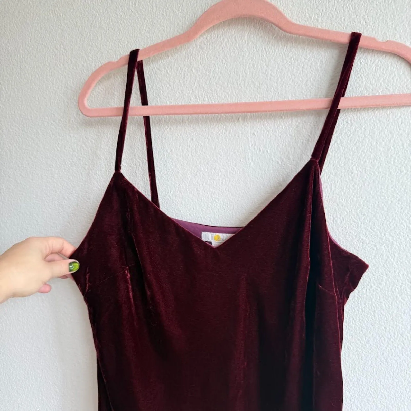 Boden Velvet Slip Midi Party Dress in Ruby Burgundy Red size 6L Tall - Image 2