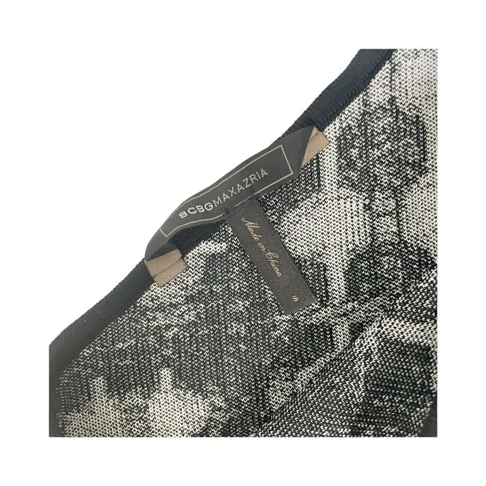 BCBG DRESS JERSEY S JORDAN BLACK WHITE ONE SHOULDER BODYCON FITTED - Image 4