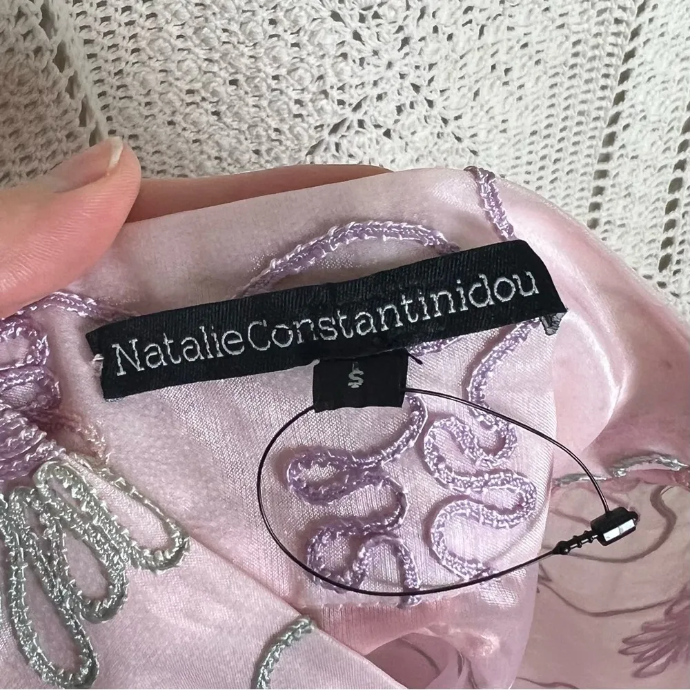 NWOT Designer Natali Women’s Maxi Skirt Sz Small Pink Floral Embroidered Overlay - Image 6