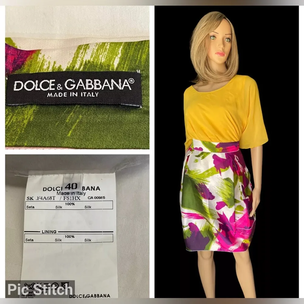 Runway 2008 Abstract Modern Floral Midi Skirt Size 40 NEW - Image 5